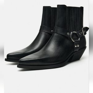 BNWT! Zara leather cowboy boots